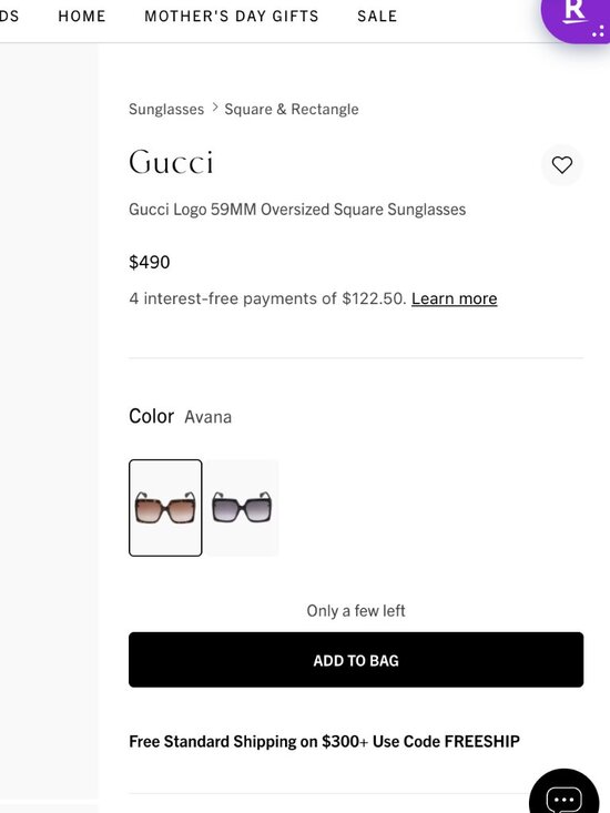 NEW Gucci GG0876S Dark Havana Square Oversized Sunglasses main image 5